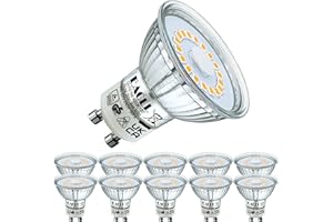 EACLL Bombillas LED GU10 Blanco Neutro 5W Reemplaza 65W Halógena, Pack de 10, Focos Sin Parpadeo AC 230V, 4000K 495 Lúmenes 120 ° Spotlight, Lámpara Reflectora no Regulable