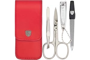 DREI SCHWERTER Tres Espadas, Exclusivo 4 Juego de manicura – Pedicura – Juego de cuidado de uñas/funda, fabricado en Solingen, varios diseños