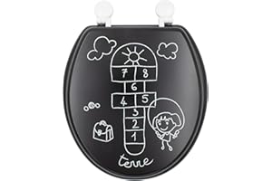 GELCO Design Abattant WC Recre, Bois Moule, Noir, 45.5 x 37.5 x 4 cm