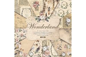 Verve Jelly Scrapbook Paper Pad Wonderland Theme Scrapbooking Supplies 24 Sheet Single Sided Pattern Cardstocks Decorative Paper for DIY Photo Album, Scrapbook, Hand Account Material Paper, 6*6in