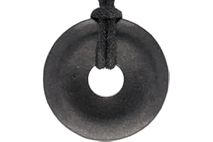 Lebensquelle Plus Edelstein Donut Ø 30 mm + Baumwollband + Edelsteinkarte | Naturstein Anhänger Halskette | Echte Heilsteinkette inkl. Band