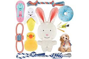 RIO Direct Hundespielzeug kleine Hunde, 8 Stück Quietschendes Plüsch Hundeseil, Welpenspielzeug Kleine Welpen Waschbares Natürlicher Baumwolle und Ungiftig(Hübscher Kaninchenstil)