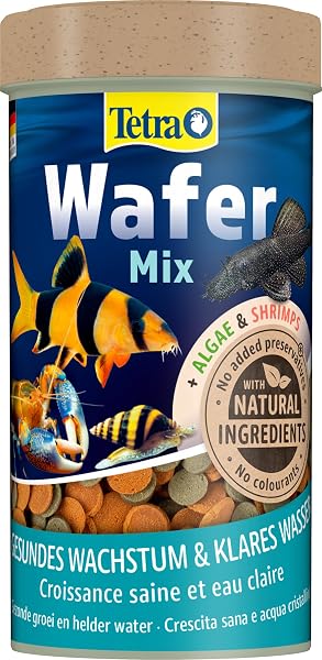 Tetra Wafer Mix - Fischfutter für alle Bodenfische (z.B. Welse) und Krebse, für gesundes Wachstum und Vitalität, 250 ml Dose - 1
