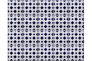 IL MAGHREBINO 20 Mattonelle in Ceramica Smaltata - Stile Marocco (Blu) - 10x10 cm spessore 0,6 cm - Mattonelle Tunisine realizzate con Serigrafia Artigianale - Adatte a rivestimento