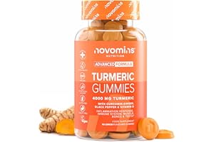 ‎NOVOMINS Kurkuma Gummies – 4000 mg Hochdosiert mit Ingwer, Curcumin, Schwarzem Pfeffer & Vitamin D – Curcuma Für Gelenke, Immunsystem & Knochen – Alternative zu Kurkuma Kapseln und Pulver – 60 Stück – Novomins