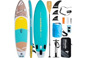 BAUDELIO Paddle Board, 10’6 x 33” x 6” Inflatable Stand UP Paddle Board with Waterproof Storage Bag, Backpack, Pump, non slip Mat, Phone Case Ultra-Light Paddle Boards for Adults