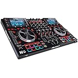 Numark NVII - 4-Deck Dual-Display-DJ-Controller mit Serato DJ, 5-Zoll-Metall-Jogwheels, 16 anschlagdynamischen Pads, 10 Pad M