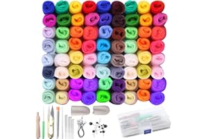 HAASIKI Filzwolle 72 Farben Set, 216g Märchenwolle aus Schafwolle für Nassfilzen & Trockenfilzen, Premium Merinowolle zum Filz Basteln, Filzen Starterset mit Naturfasern