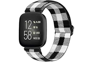 Runostrich Adjustable Elastic Watch Straps Compatible with Fitbit Versa/Fitbit Versa 2/Fitbit Versa Lite Nylon Sport Loop Stretch Wristband Replacement Band for Women Men (I)