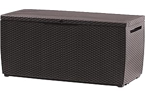 Keter Capri - Arcón exterior, Baúl almacenaje, Capacidad 305L, Resina, Color marrón, Ordenación jardín y terraza, 54 x 123 x 57 cm