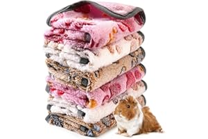 MISS GOOD 6 Pcs Guinea Pig Blankets Reusable Guinea Pig Cage Liner Washable Guinea Pig Bedding Pet Pee Pads Soft Sleep Mat Pad Cover for Hamster Puppy Kittens Small Animals Winter Warm Bed (12 x 12In)
