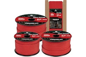 Kamu Synber Paracord 3mm x 30m 100% Nylon Cuerda Paracord 425 Tipo II 3 Hebras Cuerda Resistente para Todo Uso, Exterior, Bricolaje | Soporta 192kg | Rojo