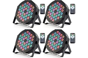 Eyourlife 4 Stück LED Par Strahler, 36 LED 72W Discolicht Partylicht, RGB DMX512 mit Fernbedienung, Bühnenlicht 7 Lichtmodi DJ licht für Party Bar Stage Feste Show [Energieklasse C]