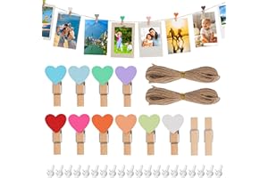 WUFANC Zestaw 100 drewnianych klamerek do bielizny, małe drewniane klamerki z litego drewna, trwałe, stabilne, nadają się do zawieszenia zdjęć, kartek urodzinowych, dekoracji imprez itp