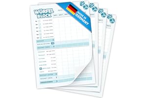 Creative Fox 4 x DIN A6 Würfelspiel Block | ideal für unterwegs | Ersatzblöcke | Knobelblock | Würfelpoker Spielblock zum Mitnehmen | Made in Germany