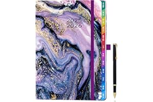 ZXHQ Agenda 2025-2026 Settimanale A5, Planner Settimanale e Mensile per la Scuola 2025/26, con Linguette Mensili Colorate, da Agosto 2025 a Luglio 2026, con Set di Penne e Tasca Interna - Viola