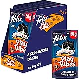 Purina FELIX Play Tubes Snacks al gusto di Pollo e Fegato (Confezione da 8 x 50g)