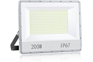VRTOGTHE Focos LED Exterior 200W - 20000LM 7000K Blanco Proyector LED Exterior, IP67 Impermeable Luces LED Exterior para Fábricas, Talleres, Campos Deportivos, Garajes