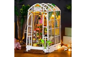OSDUE Casa de Jardín en Miniatura de Madera con Luces, Kit de Cobertizo de Bricolaje, Artesanías de Madera, Decoración del Hogar, Regalos Navideños