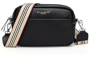 Atgbiem Leder crossbody bag damen breiter gurt handtasche damen umhängetasche klein schultergurt für taschen schwarz bags for women