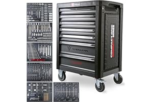 WIDMANN PROFESSIONELLE WERKZEUGE WIDMANN Tool Trolley Cabinet with 263pcs Tools Steel Workshop Storage Chest Carrier ToolBox, Grey, Compact One Series (WM-C1-6GR)