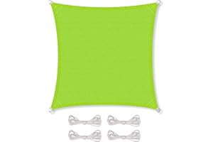 CelinaSun Toldo de Sol para jardín y balcón Incl. Cuerdas de sujeción HDPE Cuadrado 2 x 2 m Verde protección Solar Transpirable