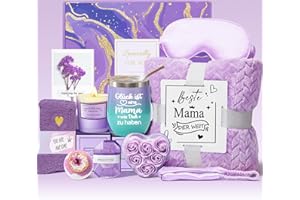 PJLJC Geschenkset für Mama – Edelstahl-Tasse 12oz mit Deckel, Kuscheldecke & Wellness-Accessoires, Geschenke für Mama, Geschenk von der Tochter für Muttertag, Geburtstag, oder als Dankeschön