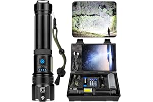 ZEUSFIRE Lampe Torche LED Ultra Puissante, 1000000 Lumens Lampe Torche LED Rechargeable, 7 Modes Super Lumineuse, Longue Durée, IPX7 Étanche Idéal Pour Camping, Randonnée Et Urgences