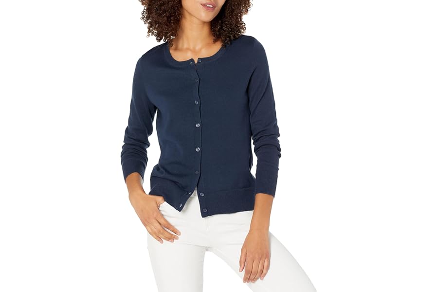 Amazon Essentials Women's Lightweight Crewneck Cardigan Jumper (Available in Plus Size)