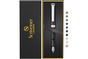 Scriveiner stilografica di lusso fine, penna tascabile nera opaca, finitura cromata, pennino tedesco, convertitore, regalo per uomini e donne, bella penna di design