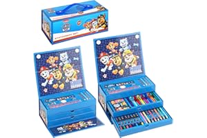CERDÁ LIFE'S LITTLE MOMENTS Paw Patrol Kids 34pc Colouring Art Stationery Set with Watercolour Felt Tip Pens Crayons and Pencils Travel Set for Children