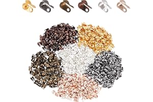 PH PandaHall 720pz 6 Colori Coprinodo per Cordoncino Perline a Crimpare Estremità del Cavo Punte con Doppio Anello per Perline Copri-Nodo Copertura per Bigiotteria Bracciali Collana Gioielli, 6x3,5 mm