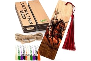 CROCOWOOD 40 UND Blanco Marcapáginas Madera Set: 20 Marcapáginas de Madera + 20 Borlas Colores - Etiquetas Madera Marcadores Etiquetas Colgantes de Madera sin Terminar para Manualidades