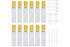 YU FENG 12 bottiglie di vetro per profumo, atomizzatore, ricaricabili, vuote, per profumo, nebulizzatore fine, contenitore cosmetico per viaggi, 10 ml, oro-1