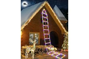 Moxled 3M Ladder Christmas Lights - 310 LED Outdoor Christmas Lights Mains Powered with Timer, Memory Function, 8 Modes Christmas Lights for Indoor Outdoor Garden Xmas Tree Decorations (Multicolor)