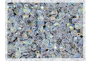 ‎BOHEMIA CRYSTAL VALLEY 100pcs Faceted Fire Polished Pressed Czech Glass Beads 3 mm, Crystal AB 00030-28701