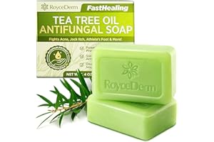 ROYCEDERM Tea Tree Oil Antifungal Soap – Antifungal Treatment for Face & Body Acne, Athlete's Foot, Tinea, Folliculitis Ringworm Jock Itch - Refresh & Cleanse with Natural Herbal Extracts
