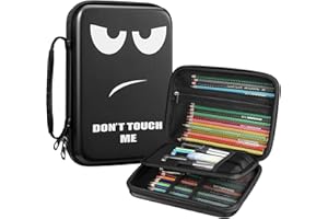 FINPAC Duży piórnik, duża pojemność, półtwardy pojemnik na długopisy EVA, na markery z podwójnym suwakiem, piórnik dla studentów, nastolatków, chłopców, dziewcząt, prezenty szkolne, nie dotykaj