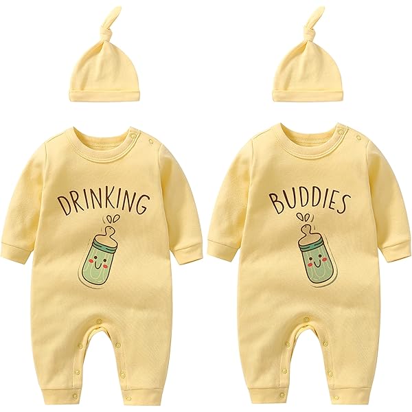 culbutomind Baby Tweelingen Rompertjes I Love My Oma Opa Leuke Baby Body Korte Mouwen Cadeau Voor Geboorte Baby Jongens Meisjes Tweelingen Babykleding Met Hoed, 0-3 Maanden