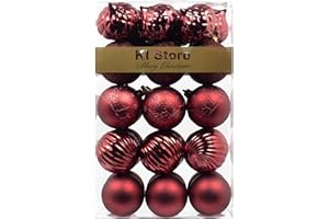 Busybee weihnachtskugeln 30 Stücke 6CM Ornamente für Weihnachtsbaum Wein rot Christbaumkugeln Weihnachtsdekoration Kugeln