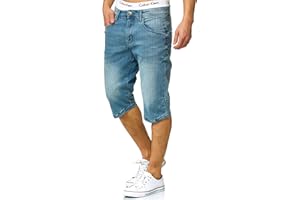 Indicode Herren Jaspar Jeans Shorts mit 5 Taschen | Herrenshorts Used Look für Männer