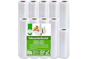 10 Folienrollen AIQII 1 Rolls 15cm x 300cm +4 Rolls 20cm x 300cm + 5 Rolls 28cm x 300cm Vakuumrollen Vakuumfolie Vakuumbeutel mit Profil Einschweißen Vakuumverpackung mit Struktur Verpackungsfolie