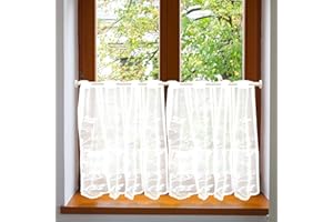 ZOLGINAH Tende Cucina Bianco con Occhielli,Tende per Finestre Semitrasparenti Con Delicati Motivi Farfalla,Tende Corte Bianco per Arredare la Casa di Campagna Del Bistrot 60x90CM(BxH) 2pcs