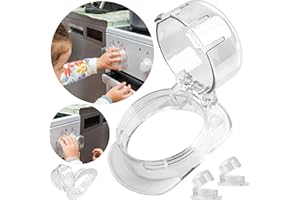 YOUR DAY MATE Boutons de sécurité pour cuisinière, 3 paquets, en transparent, pour boutons de commande avec Ø max. 47 x 37 mm, distance min. 57 mm entre les boutons, boutons de cuisinière sécurité bébé