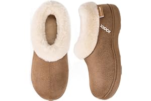 EverFoams Damen Hausschuhe aus Mikro-Wildleder, flauschig, mit Plüsch gefüttert, mit gemütlichem Memory-Schaum