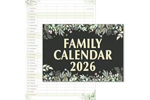 JUST CARDS DIRECT CARDS & GIFTS Family Calendar 2026 6 columns. Monthly planner useful as a family planner calendar 2026. Printed by CO2 neutral printer with vegetable ink, fully recyclable