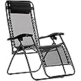 ZEPOLI Zero Gravity Folding Recliner Chair, Adjustable Patio Lounge Chaise, Outdoor Wicker Rattan Furniture with Cup Holder and Pillow for Poolside, Yard, Beach (Black)