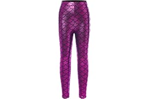 Agoky Mädchen Meerjungfrau Hose Metallic Fischschuppen Leggings Stretch Strumpfhose ohne Fuß Prinzessin Outfits