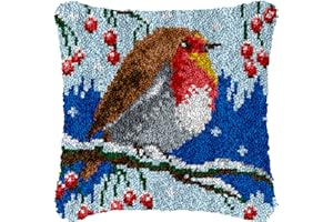 TSHIGO 42×42CM création de tapis et canvas,Kit Tapis Point Noué,Kit de crochets à loquet pour tapis,housse de coussin,kit de crochet à faire soi-même pour adultes débutants