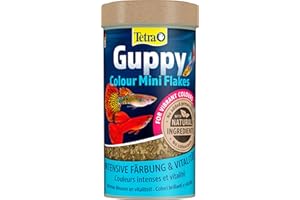 Tetra Guppy Colour Mini Flakes - Fischfutter für alle Guppys, feines Flockenfutter für kräftige Farben, 250 ml Dose